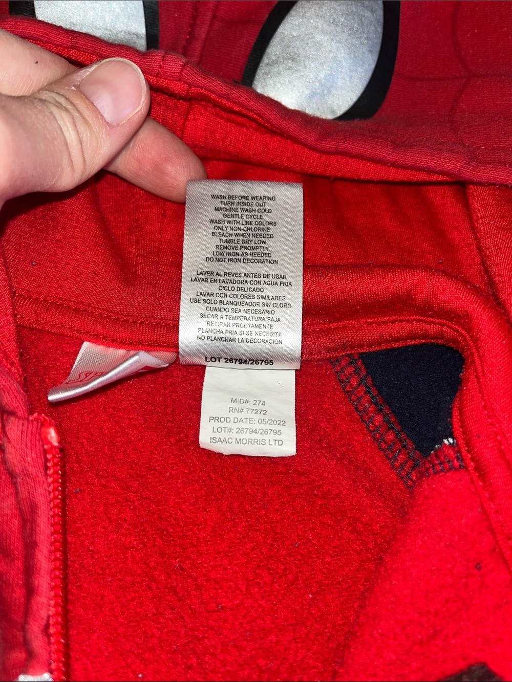 Spiderman Red and Navy Hooded Zip-Up Sweatshirt - Picture 3 of 8